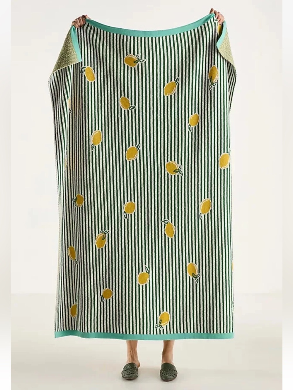 Anthropologie sonnie icon lemon Striped Throw